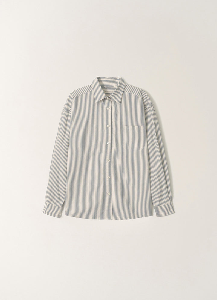 Nothing Written Monday cotton shirt (Gray stripe, W)