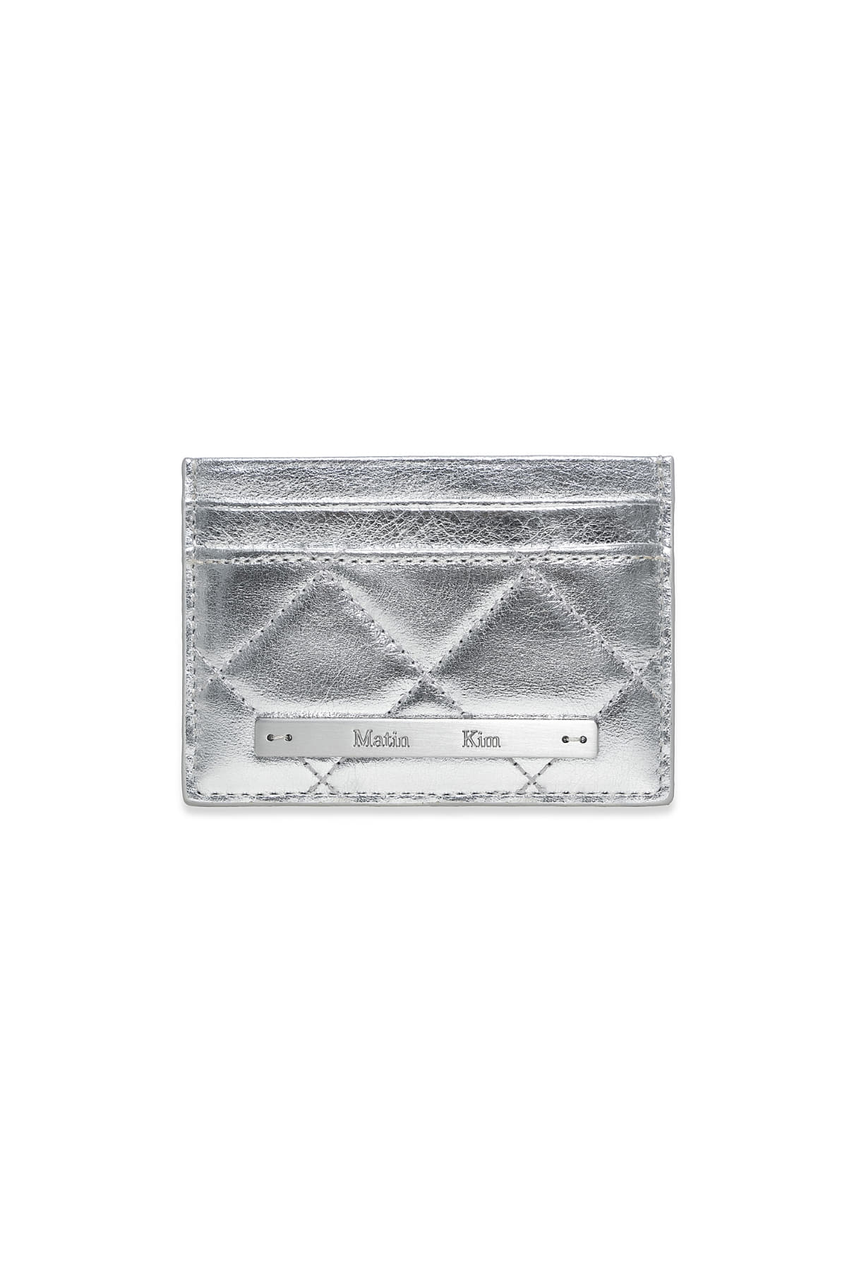 Matinkim Puff Quilt Card Wallet IN Silver