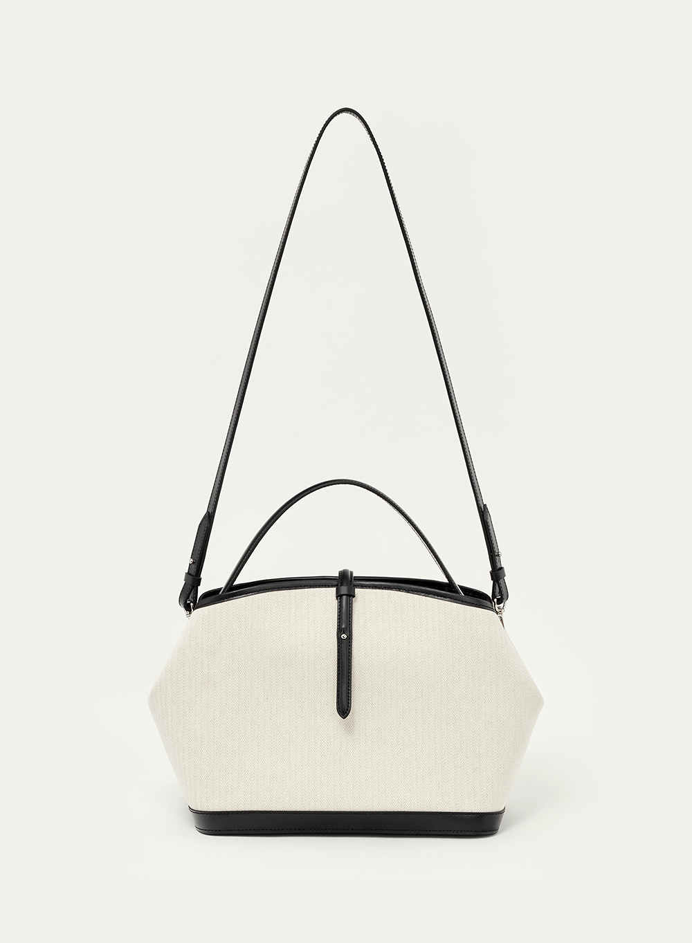 Kindersalmon Leather-Trimmed Canvas Crossbody Ecru