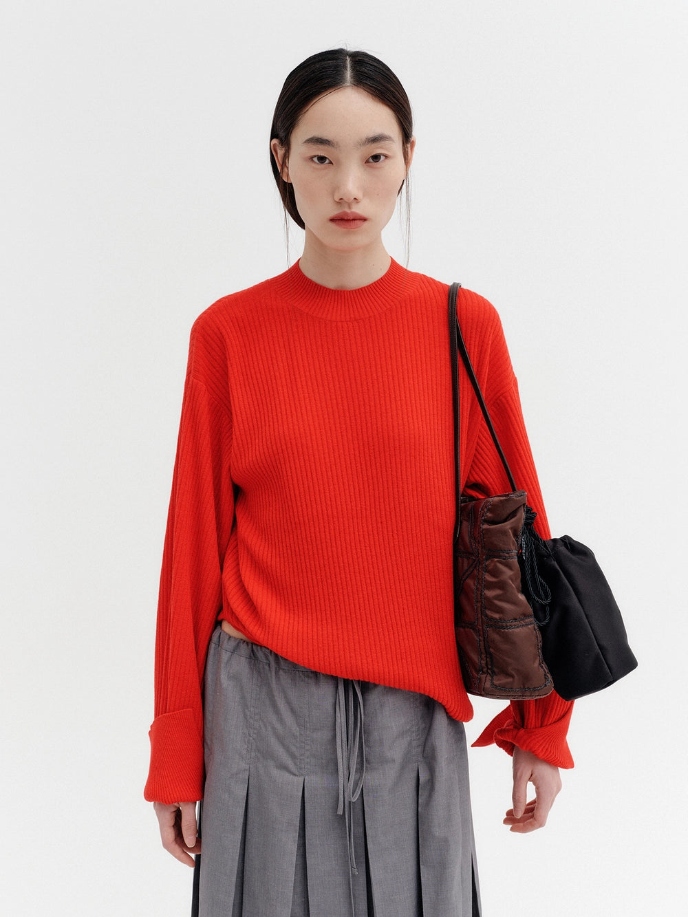 EENK Rib Knit Pullover - Red