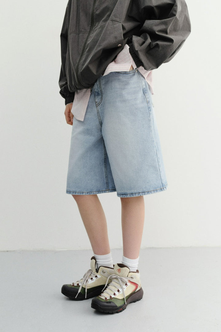Dunst Relaxed Bermuda Denim Shorts Light Blue