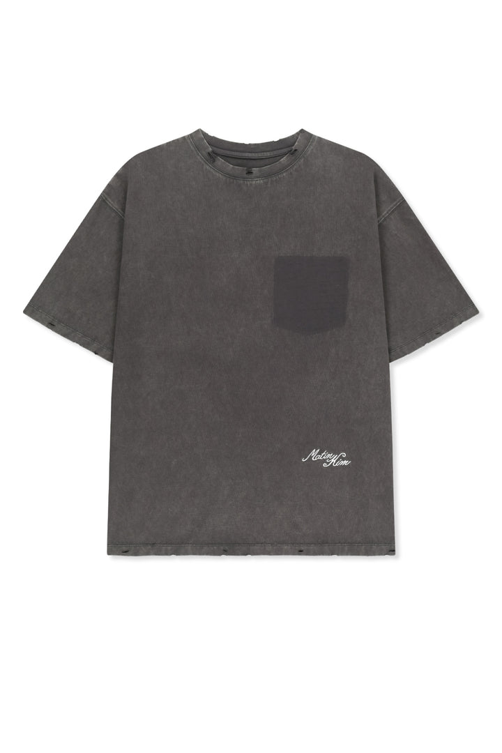 Matinkim Vintage Washed Calligraphy Back Logo Top IN Charcoal