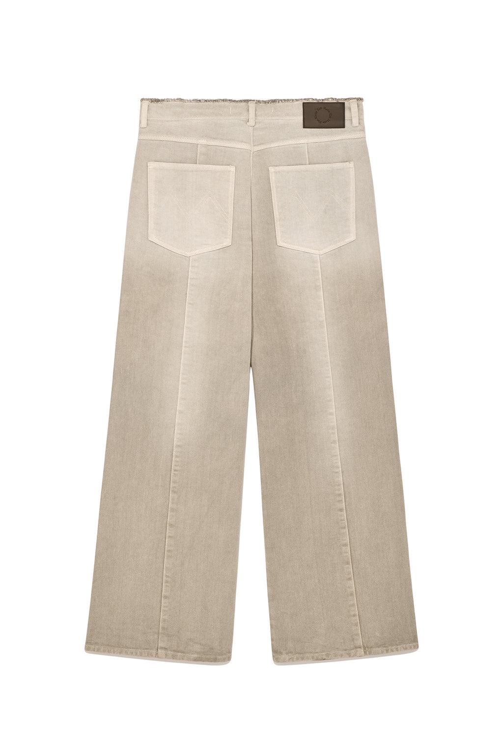 Matinkim Back Pintuck Waistless Denim Pants For Men IN Light Beige