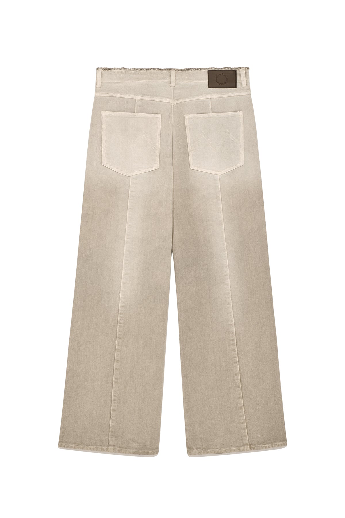 Matinkim Back Pintuck Waistless Denim Pants For Men IN Light Beige