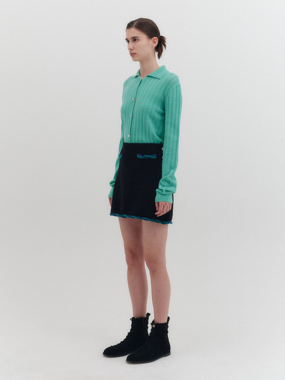 EENK Twist Edge Knitwear Skirt - Black