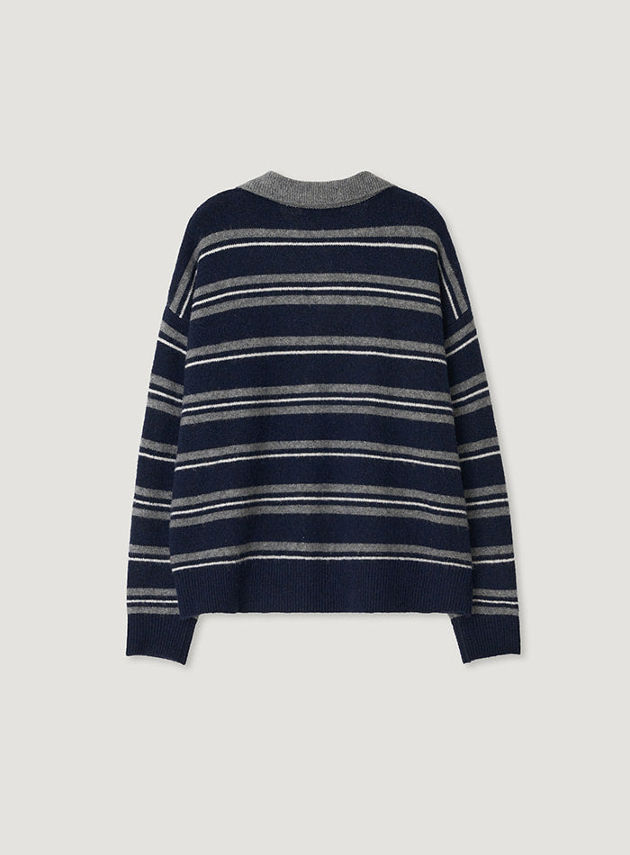 Mango Maniplease Herry Stripe Knit Navy