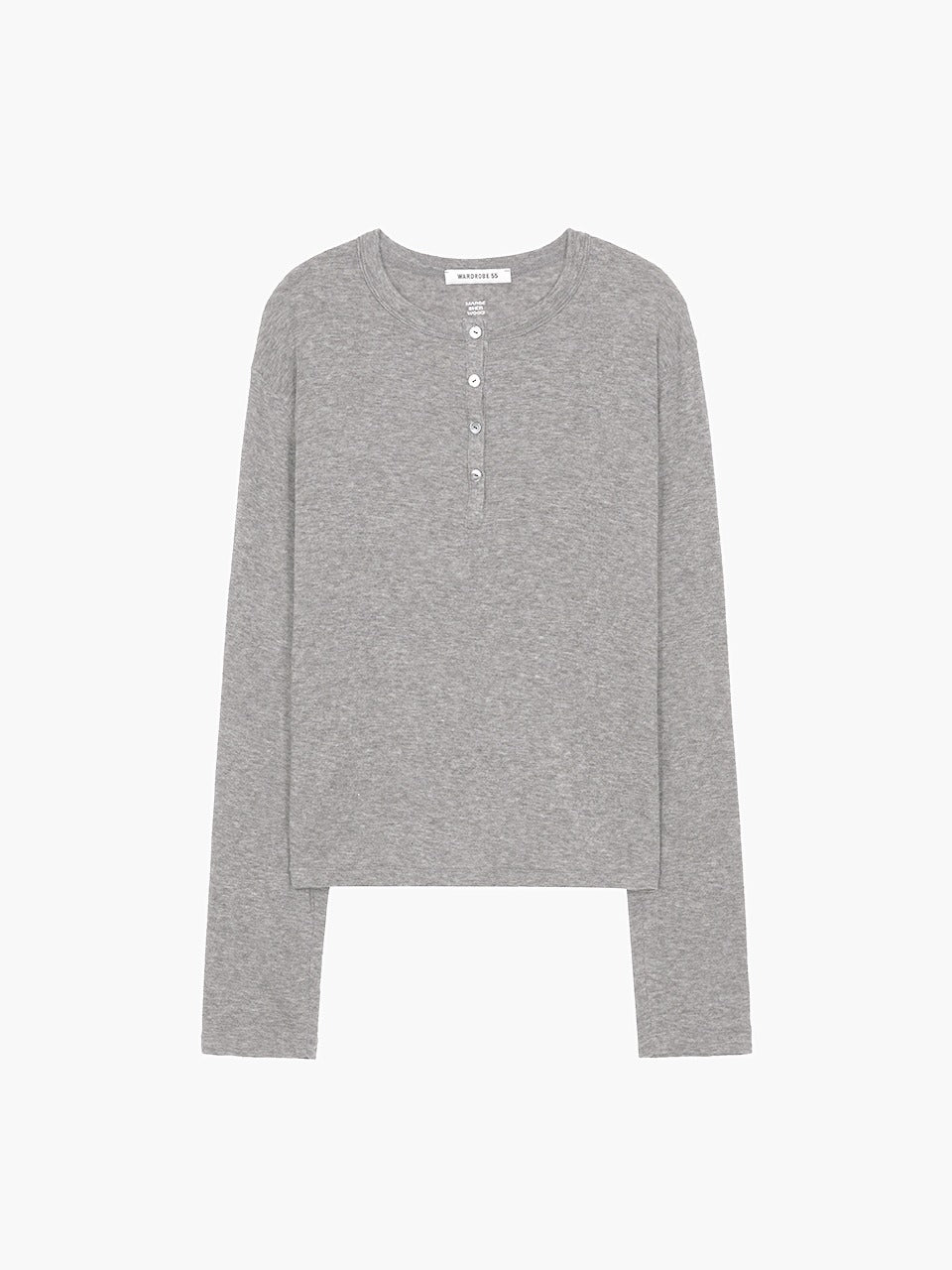 Margesherwood Henley Neck Long Sleeve T-Shirt melange grey