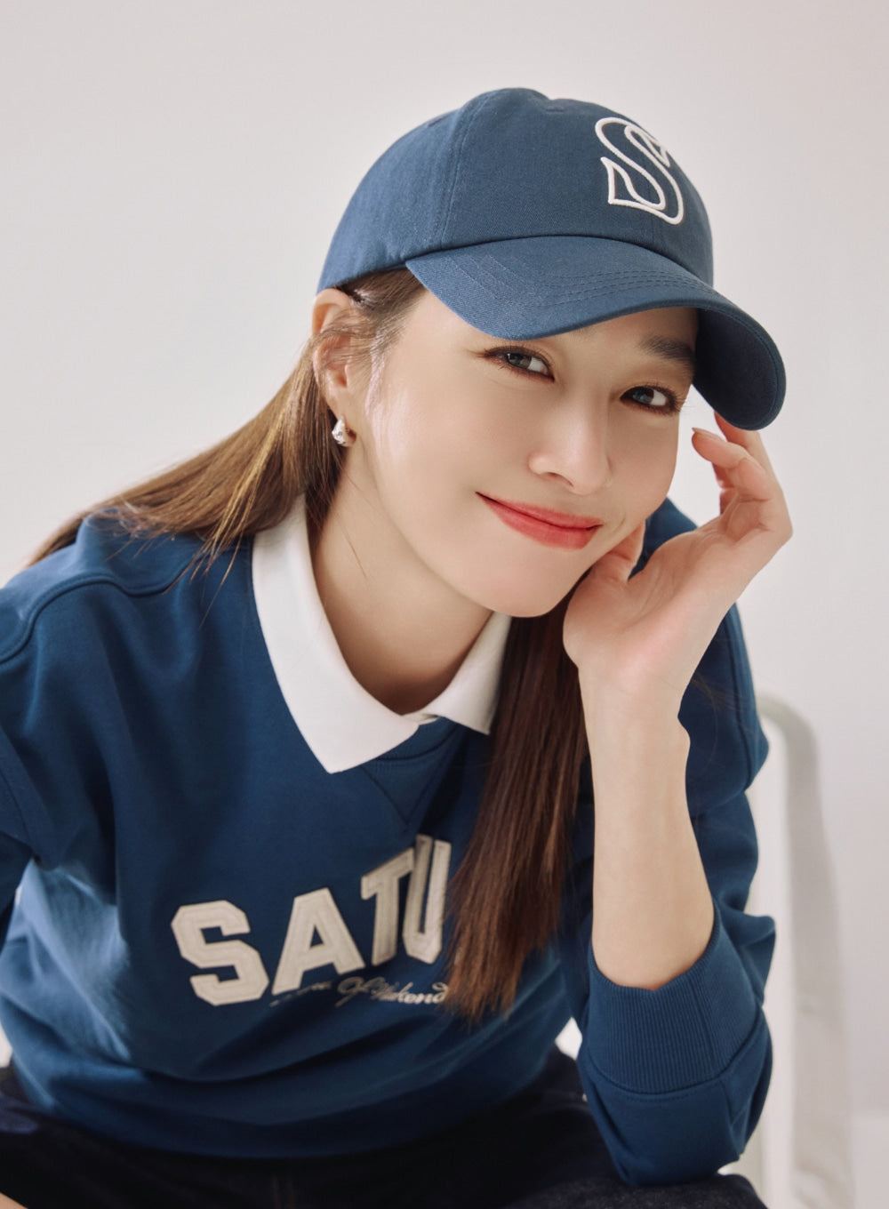 Satur S Logo Vintage Casual Ball Cap - Navy
