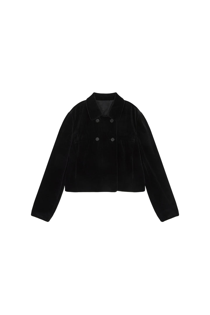Matinkim Velvet Double Crop Jacket IN Black