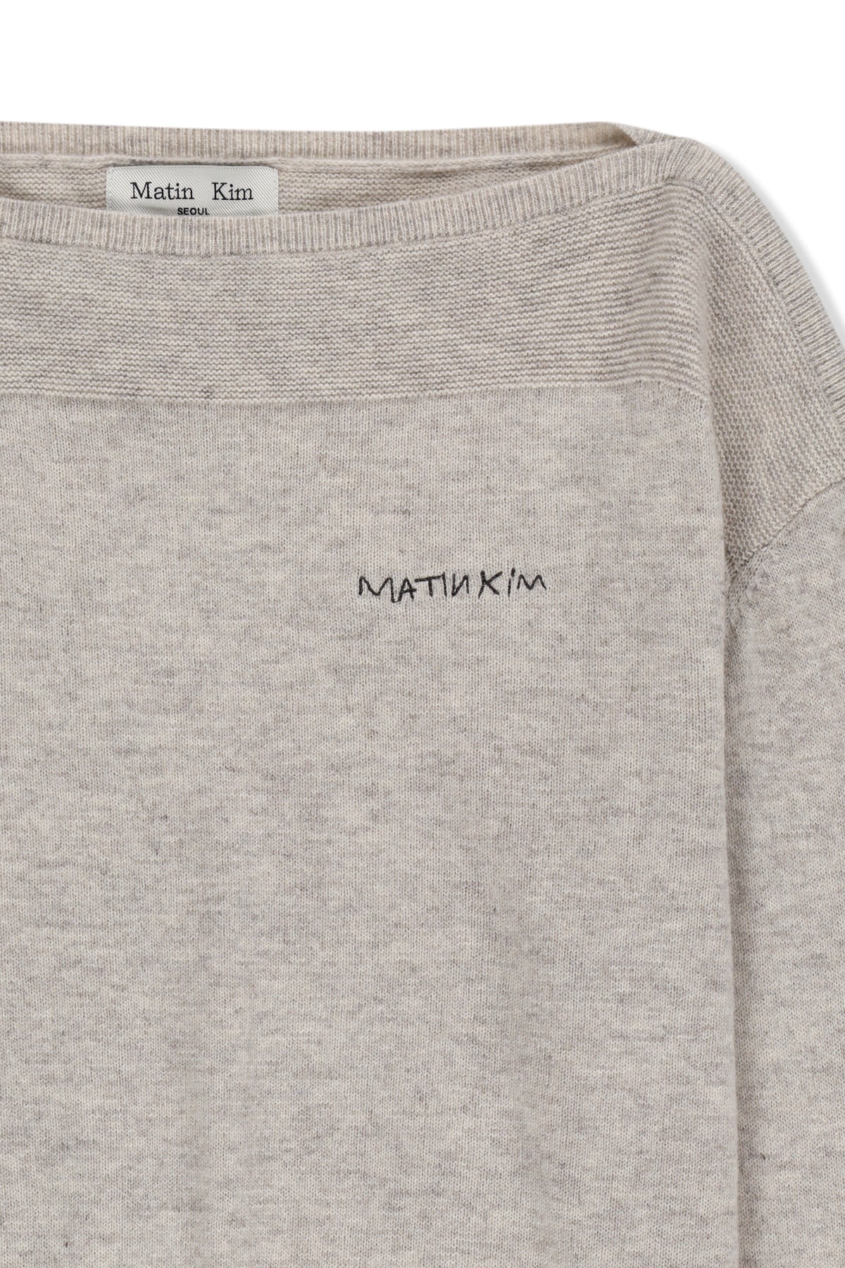 Matinkim Boat Neck Volume Sleeve Knit Pullover IN Light Beige