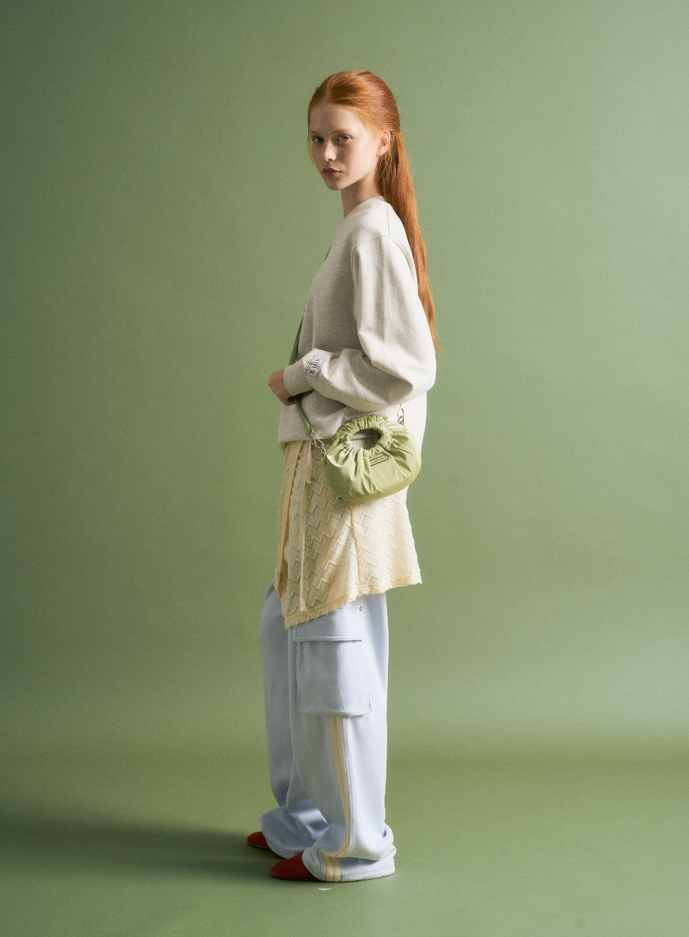 [satur] Scrunchie Mini Tote & Cross Bag - Apple Green