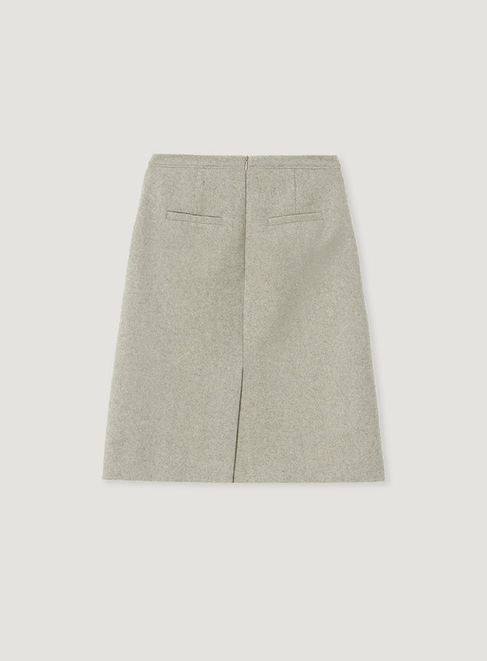 Mango Maniplease Law Wool Skirt Oatmeal