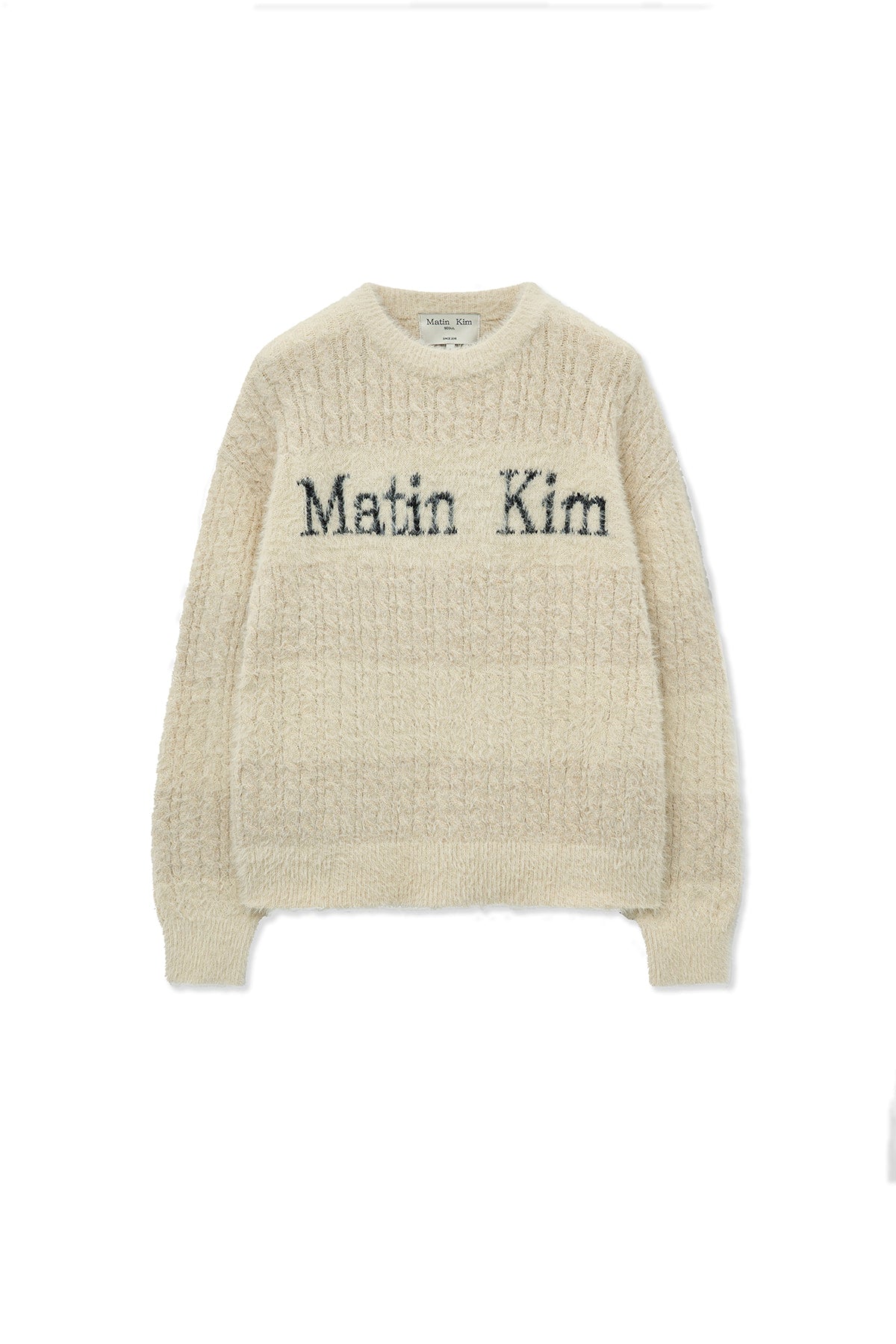 [matinkim] HAIRY CABLE KNIT PULLOVER IN LIGHT BEIGE