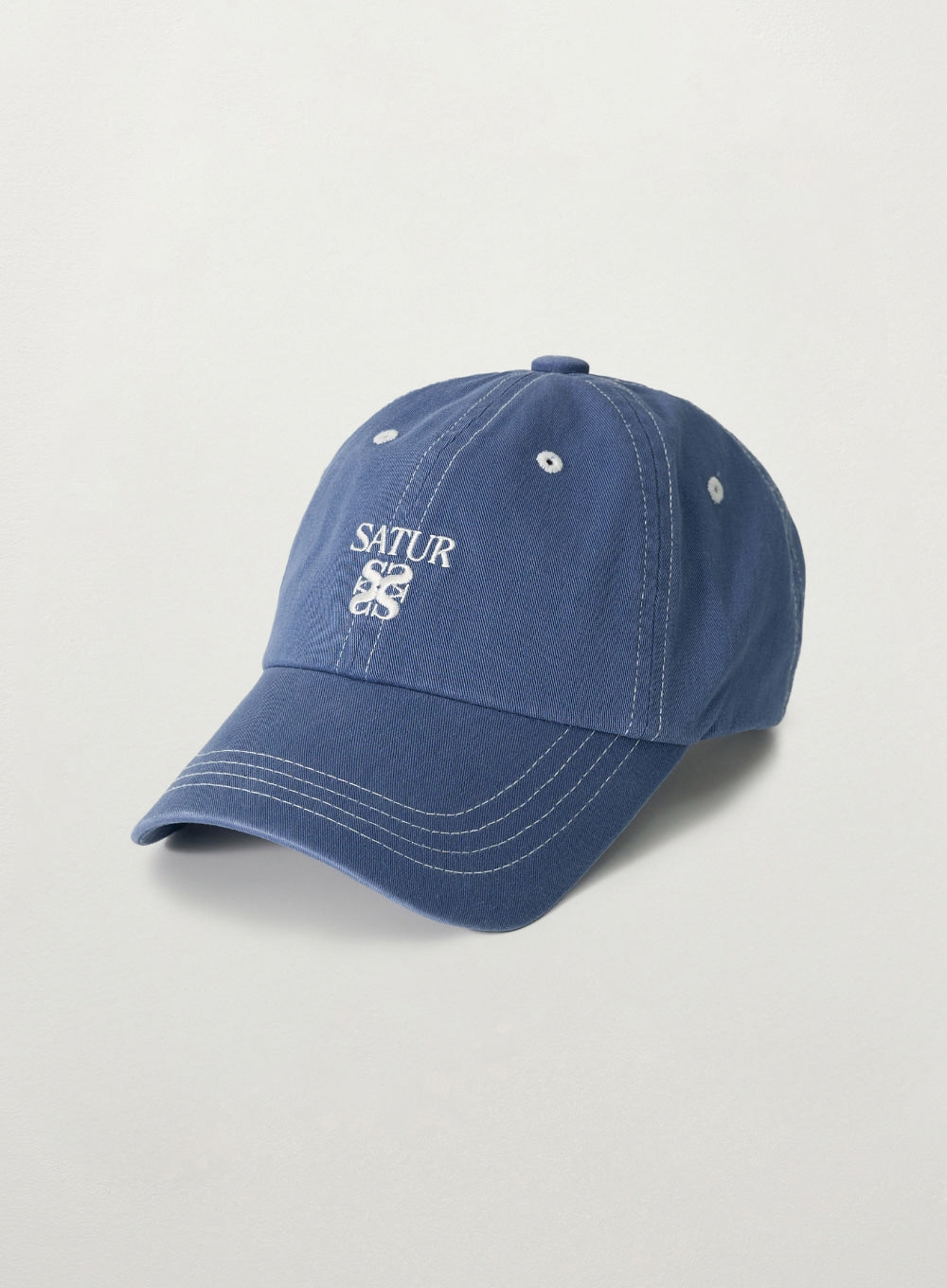 Satur Contrast Color Stitch Dyed Ball Cap - Blue