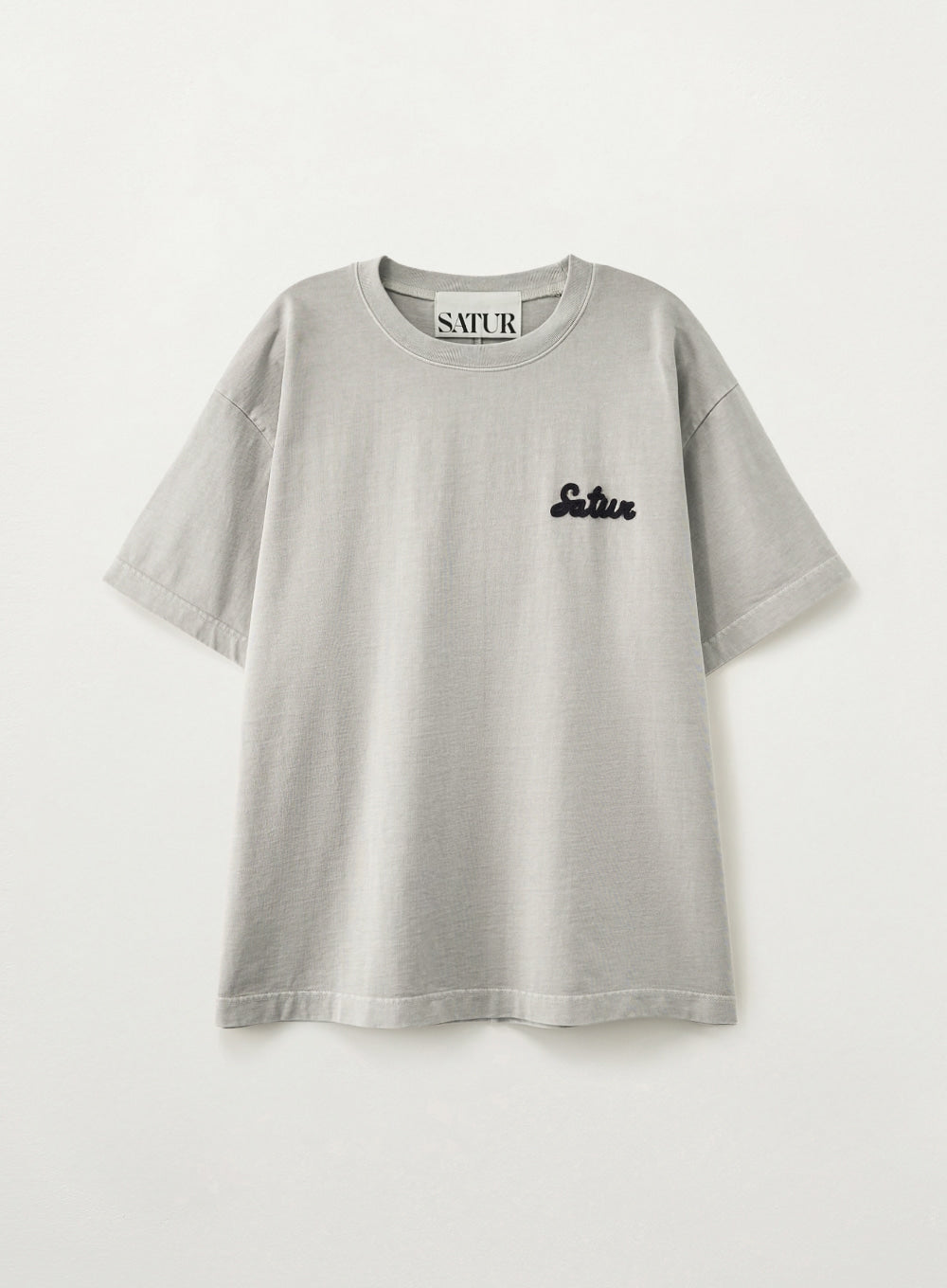 Satur Flowing Small Logo Dyed T-Shirt - Gray