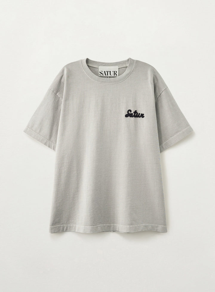 Satur Flowing Small Logo Dyed T-Shirt - Gray