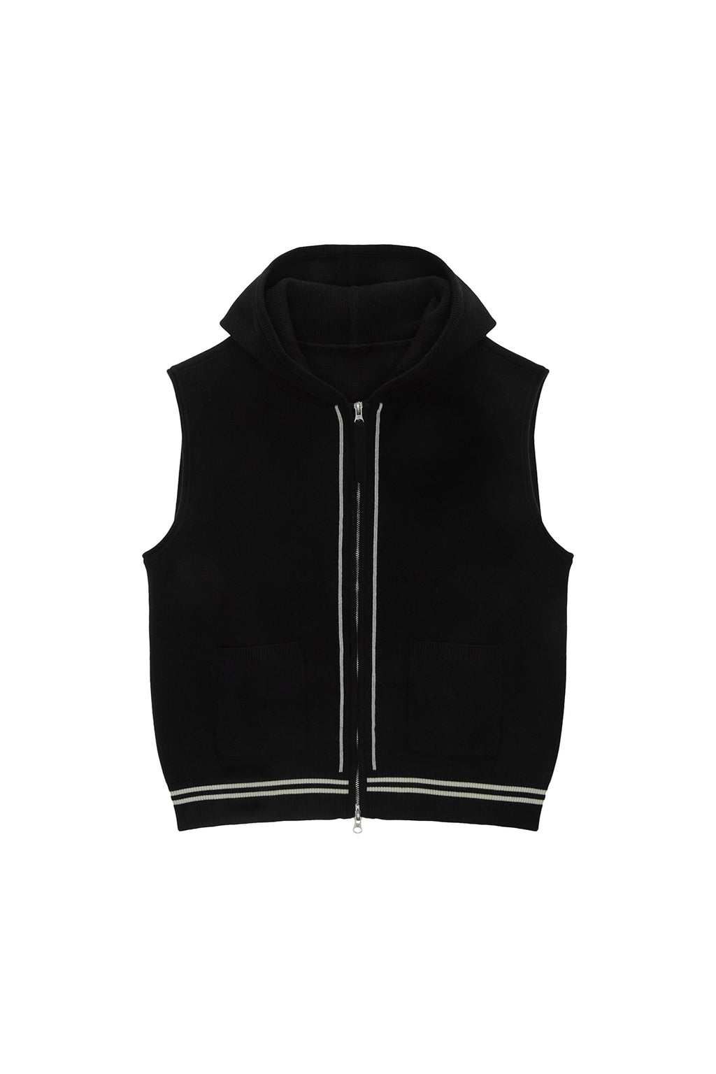 [matinkim] HOODY LOGO KNIT VEST FOR MEN IN BLACK