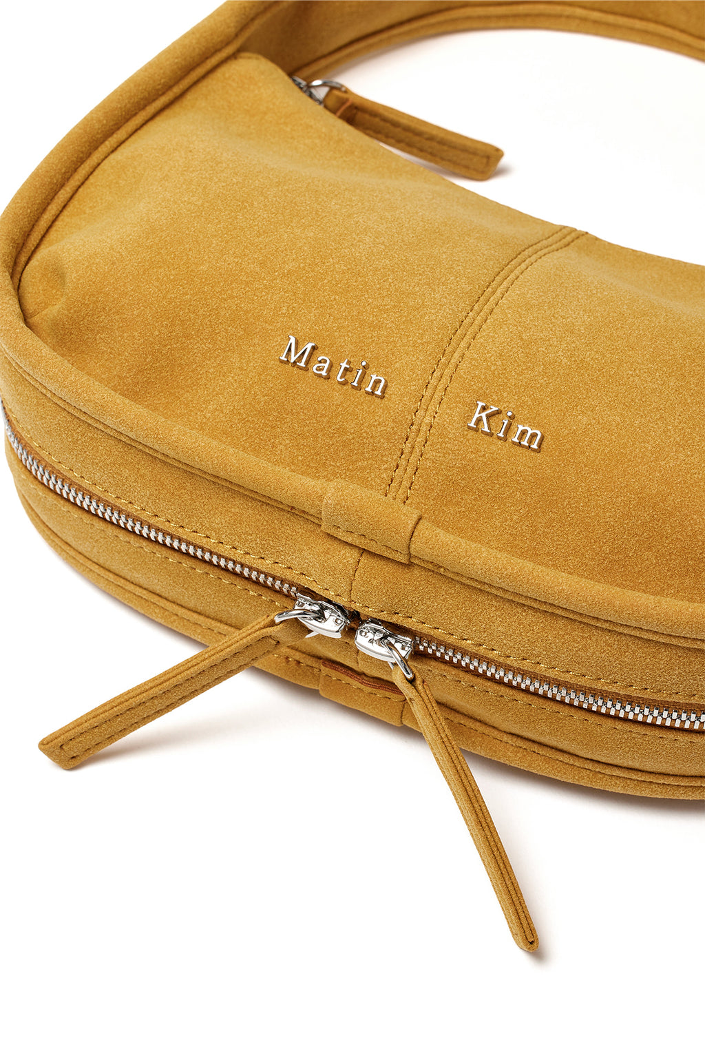[matinkim] ZIP AROUND SUEDE MINI BAG IN MUSTARD
