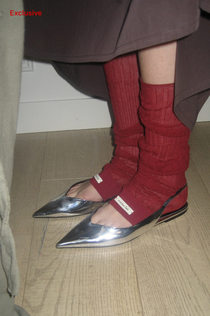 Overdueflair Sheer Ribbed Leg Warmer Burgundy