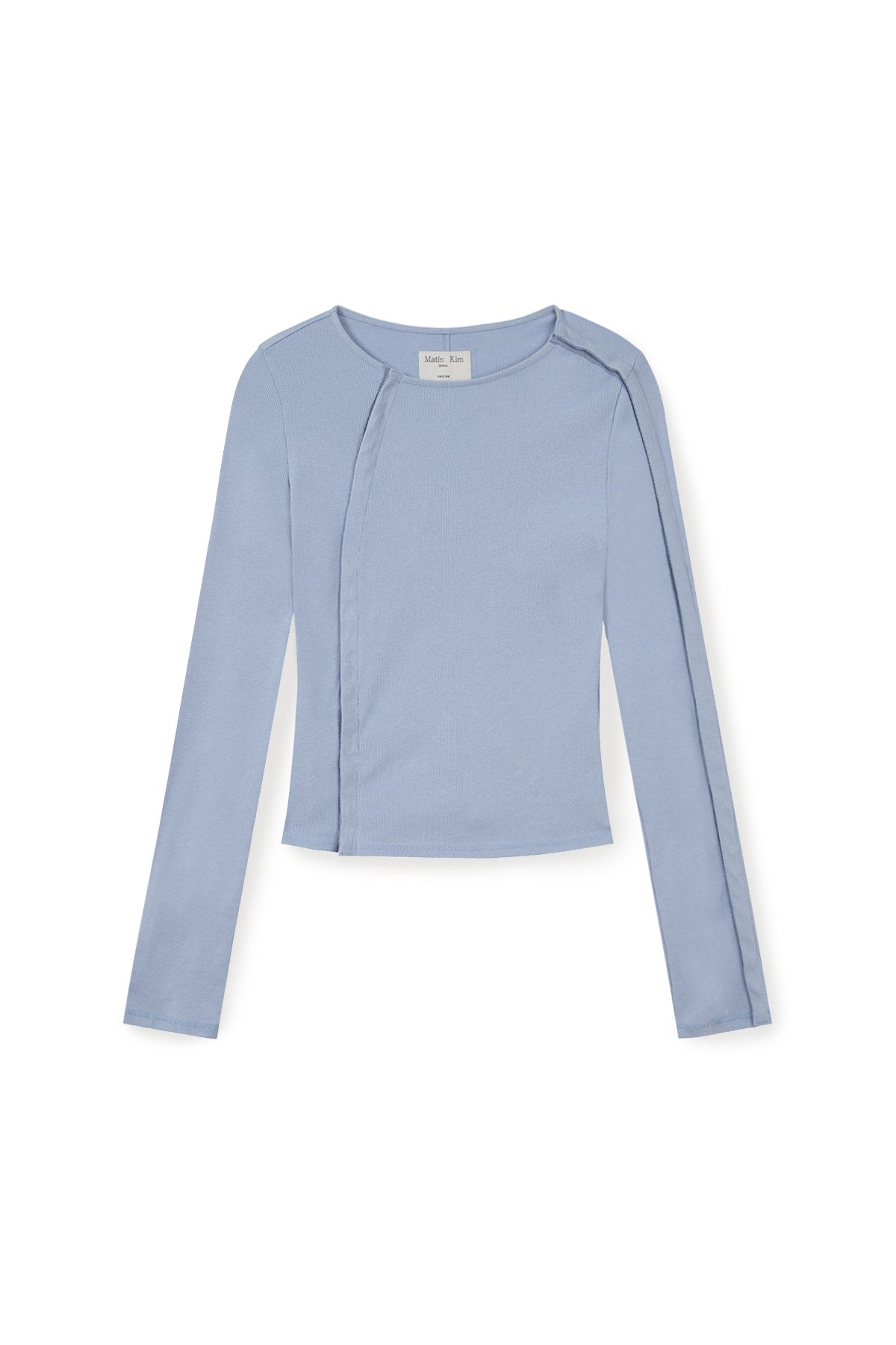 [matinkim] SNAP DETAIL SLIM TOP IN LIGHT BLUE