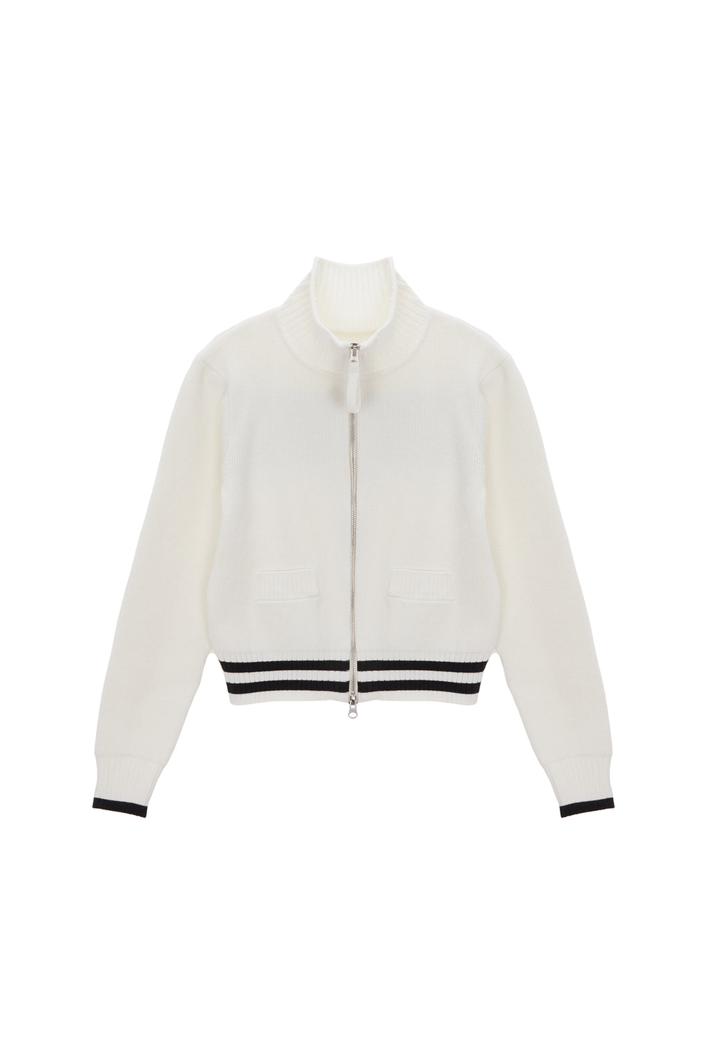 [matinkim] SPELL POINT STRIPE WOOL BLENDED KNIT CARDIGAN IN IVORY