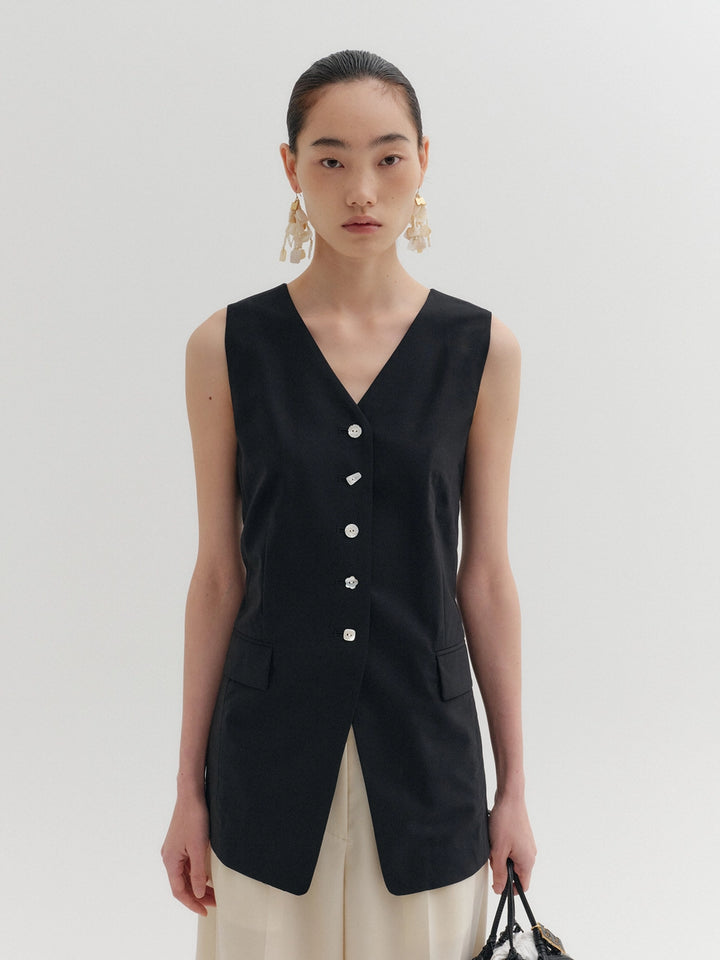 EENK Back Strap Tailored Vest - Black