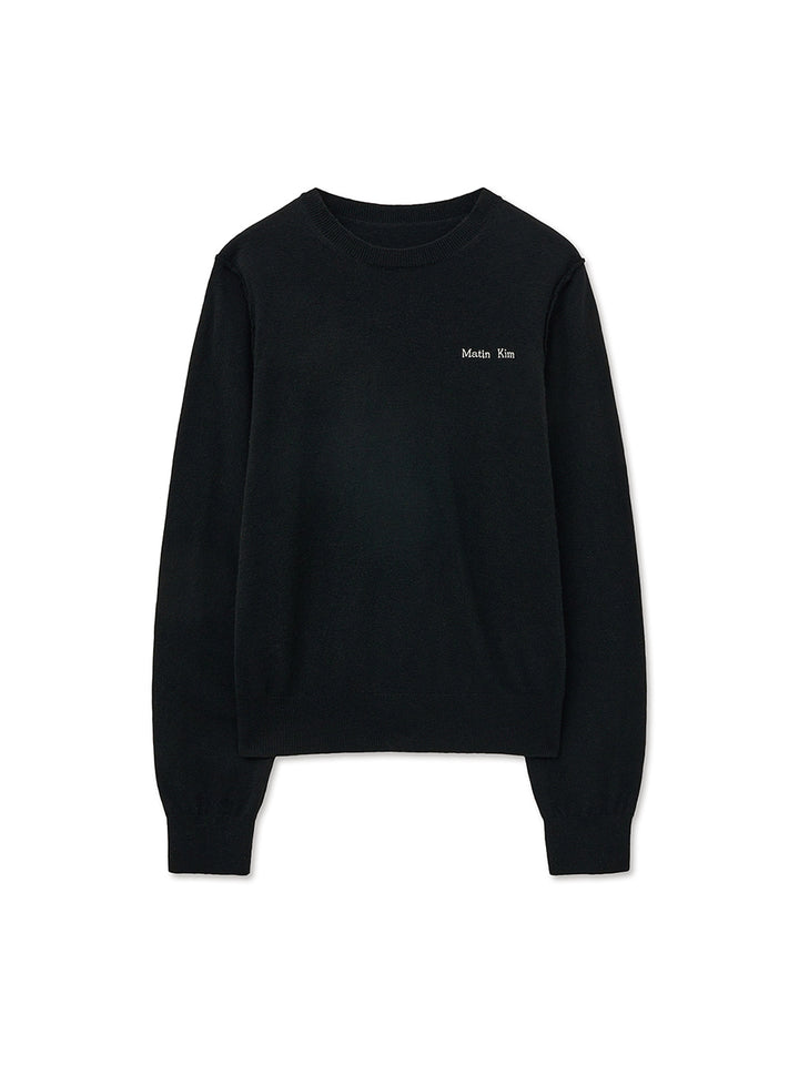 Matinkim Cashmere Blended Round Knit Pullover IN Black