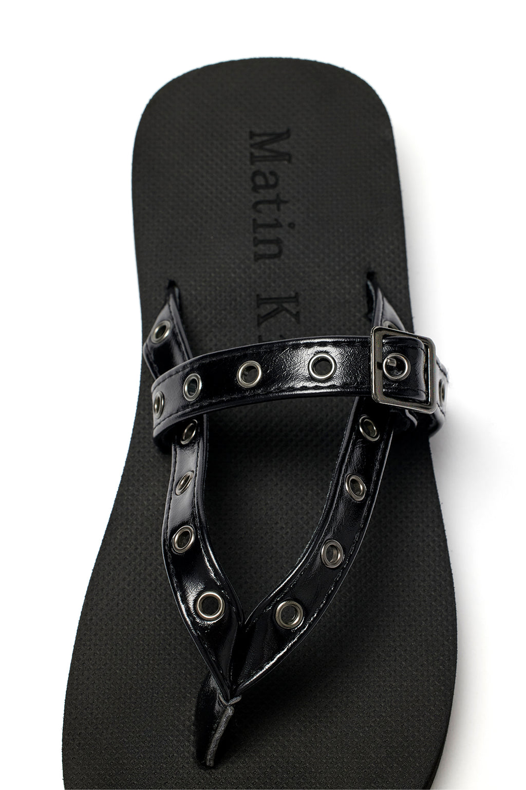 Matinkim Buckle Eyelet Slippers IN Black