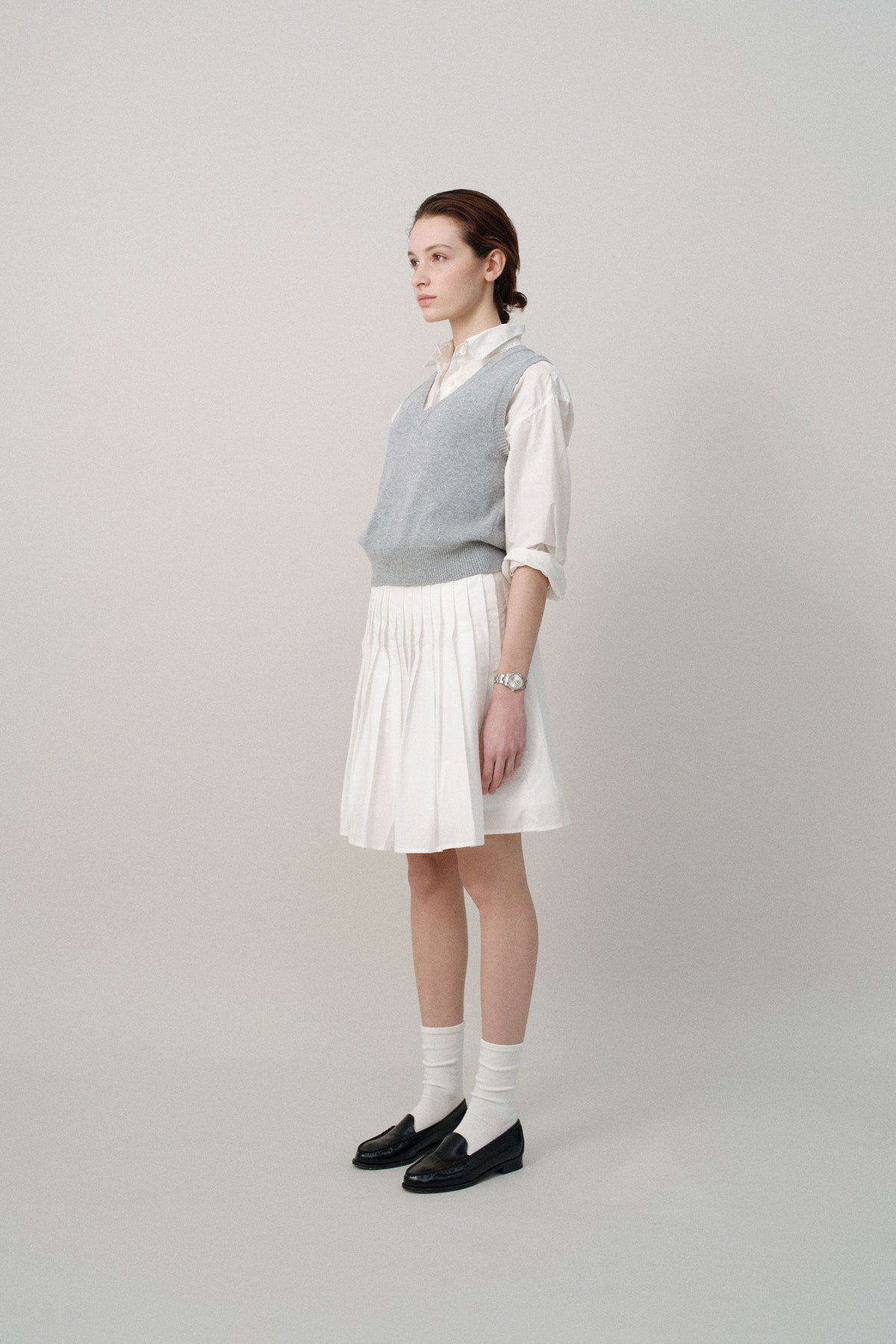 Nothing Written Sai cotton pleated skirt (White)
