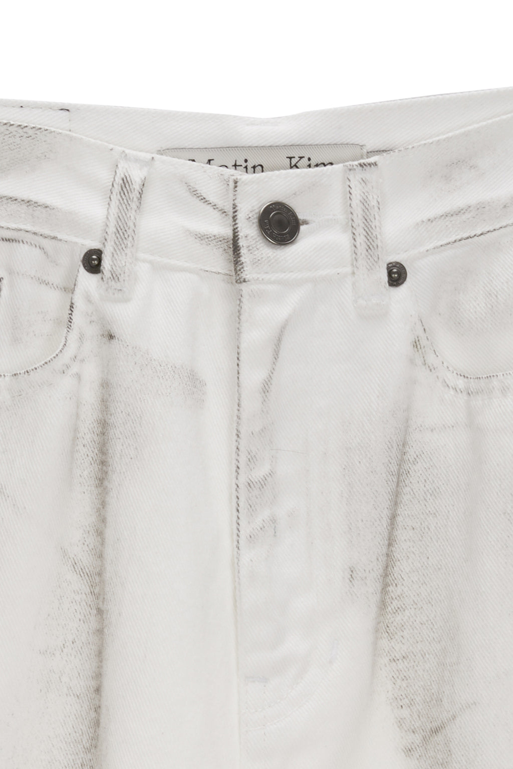 [matinkim] LINE POINT PAINTING DENIM PANTS IN WHITE