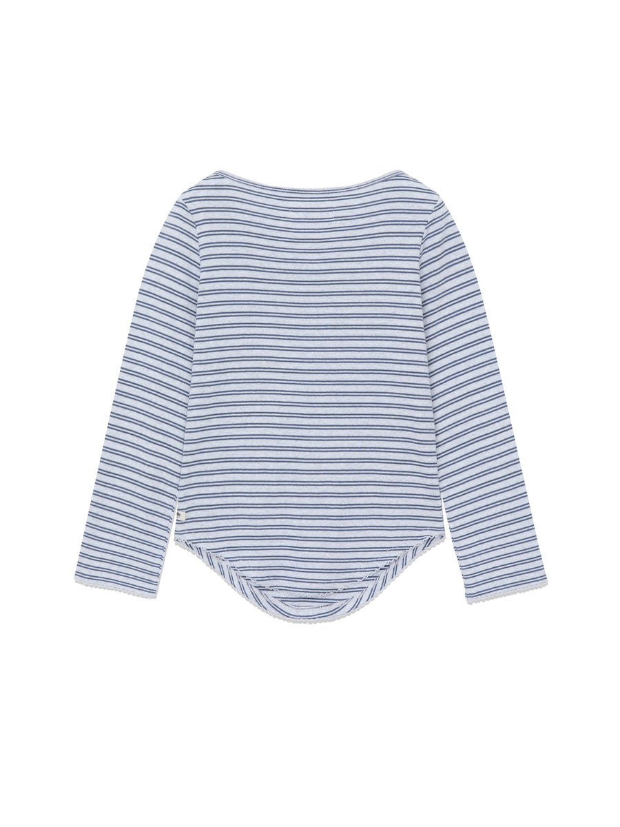 GLOWNY 3/4 Soft Wave Tee (Light Gray Stripe)