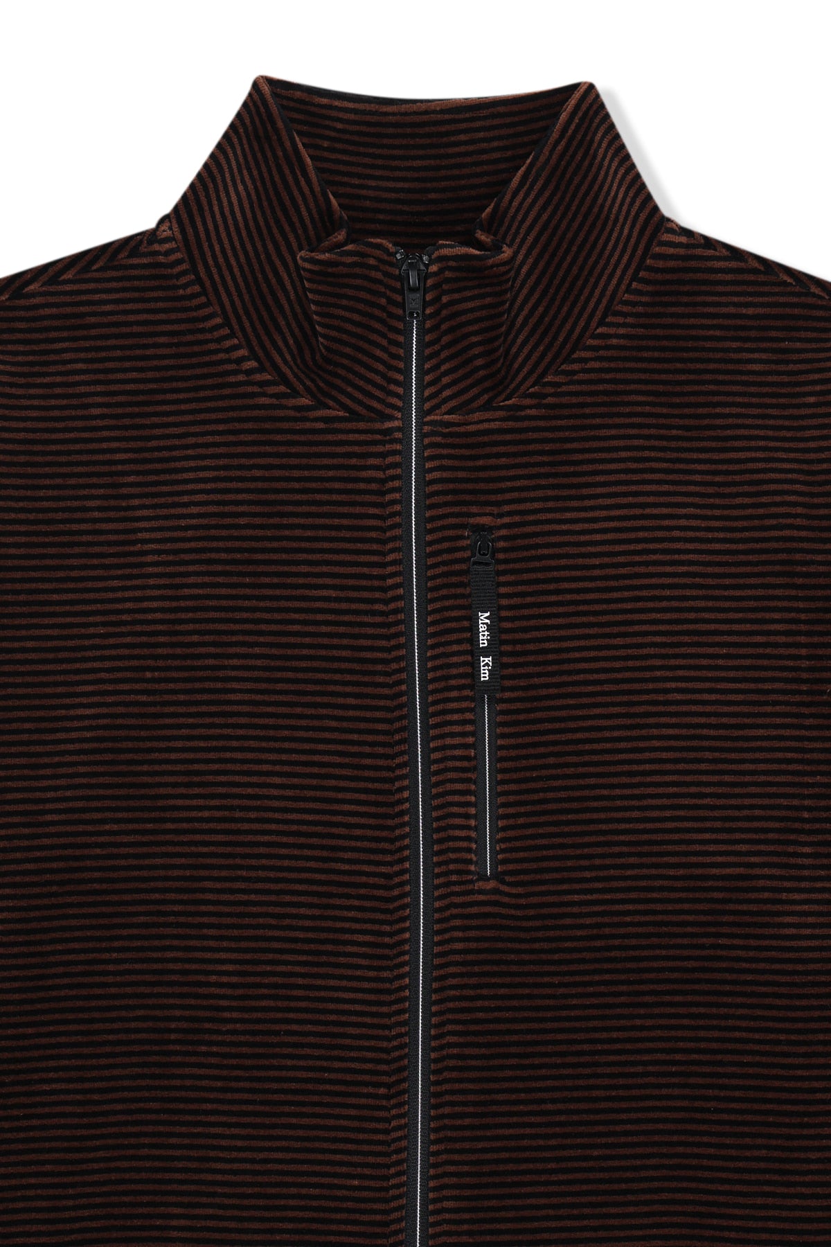 Matinkim Striped Velour Zip UP IN Brown