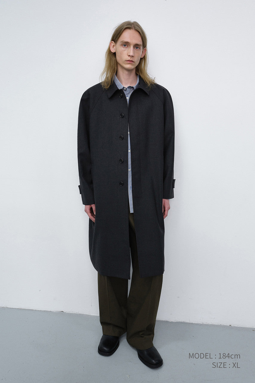 Dunst Unisex H-Line Wool Mac Coat Charcoal Grey