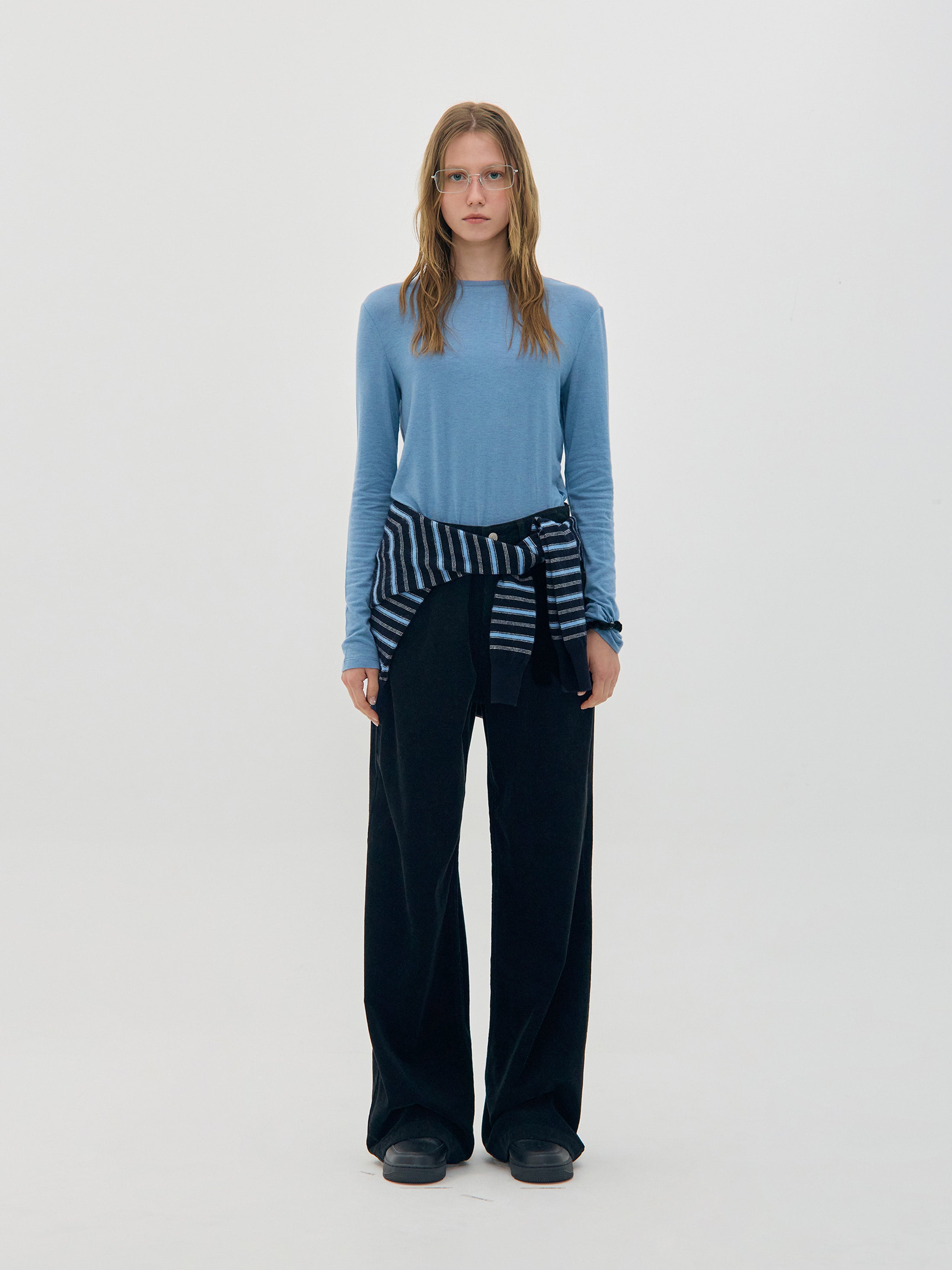 Low Classic Merino Cashmere Striped Sweater Navy
