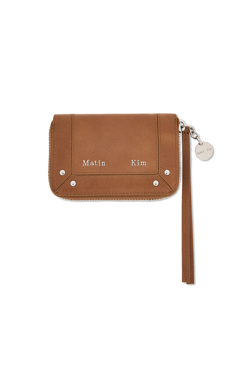 Matinkim Matin Kim Steel Logo Rivet Compact Wallet IN Camel