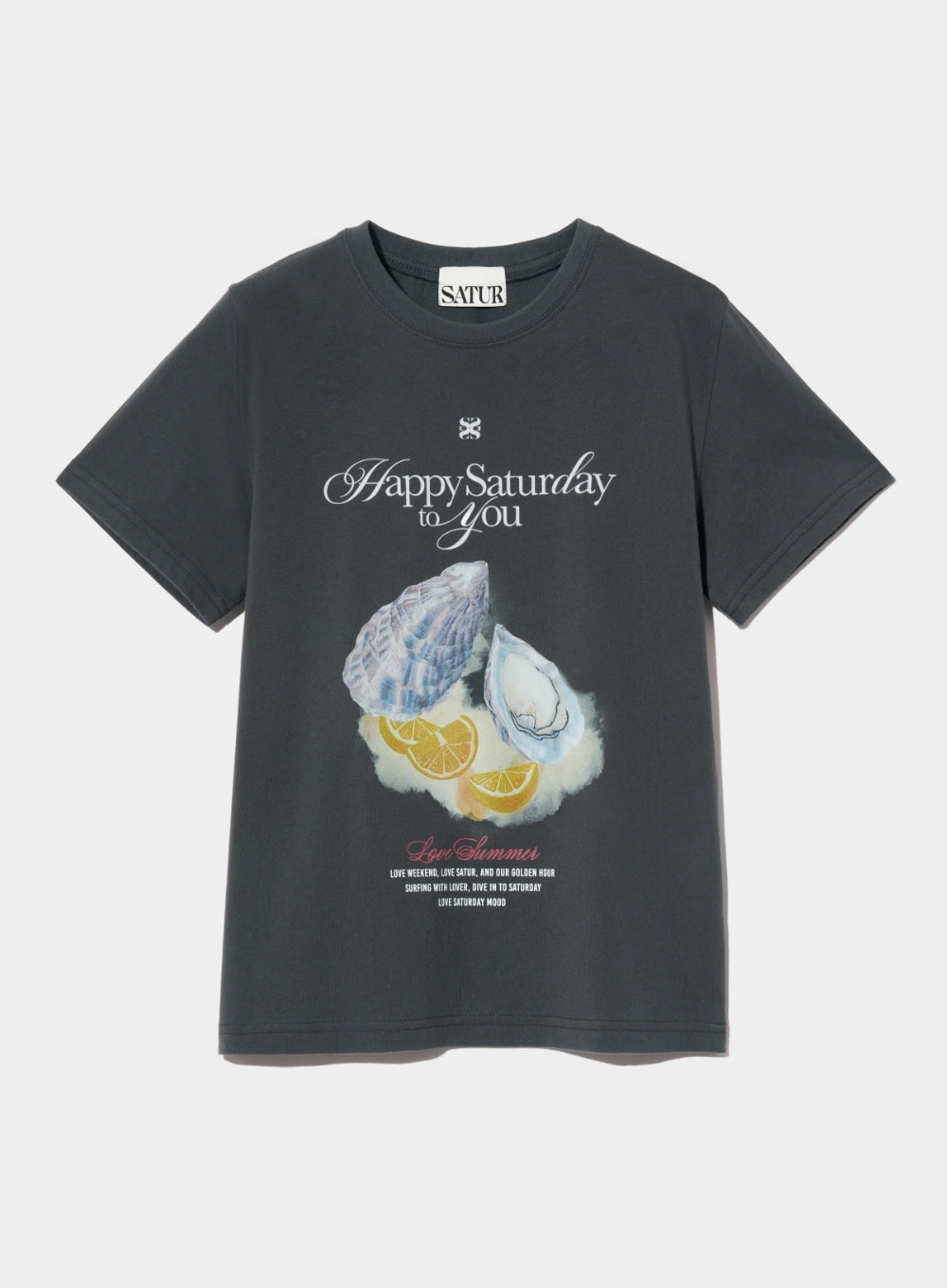 [satur] (W) Oyster Graphic T-Shirt - Retro Charcoal