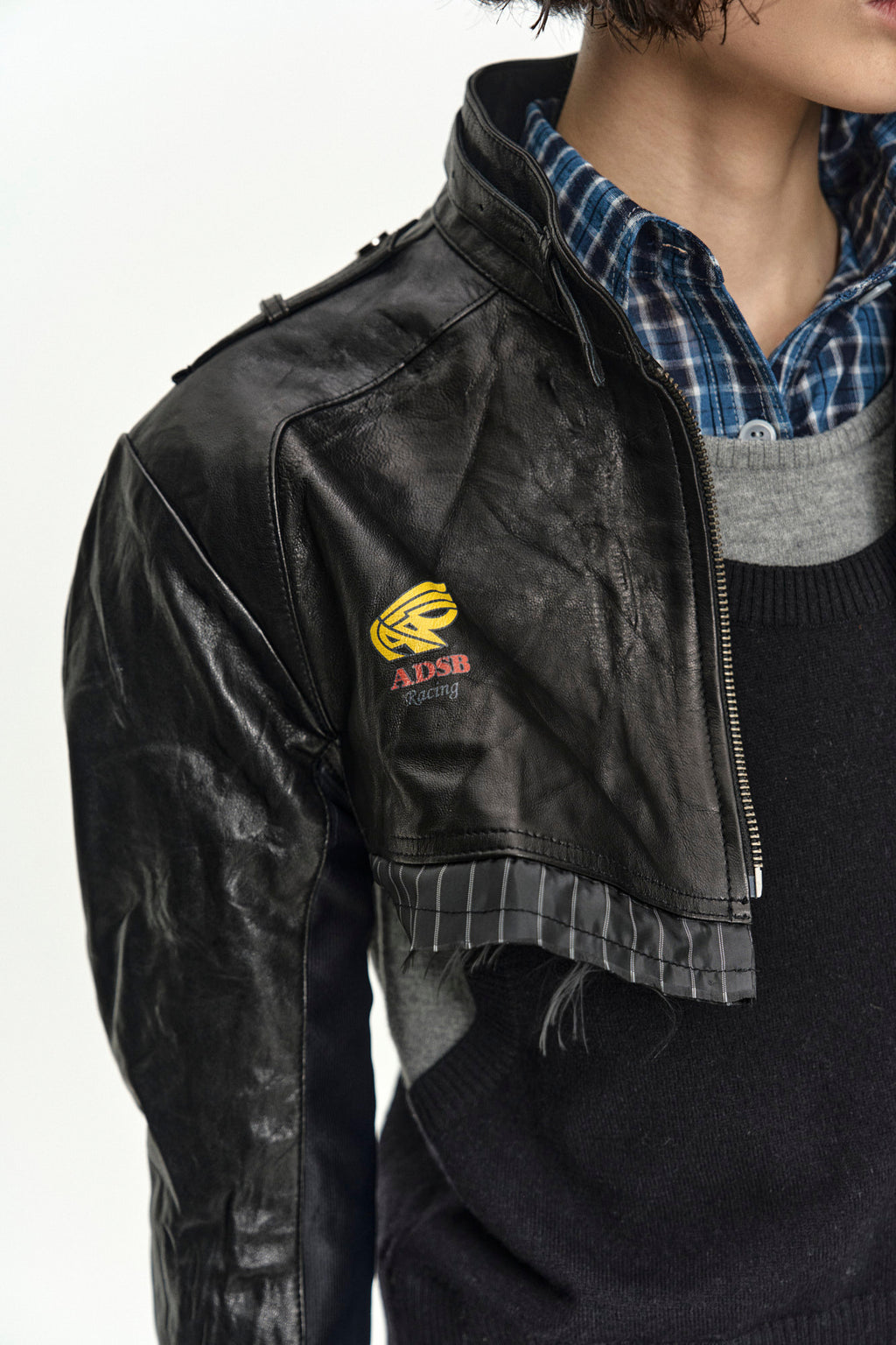 Andersson Bell Cut-Out Shrunken Racing Leather Jacket
