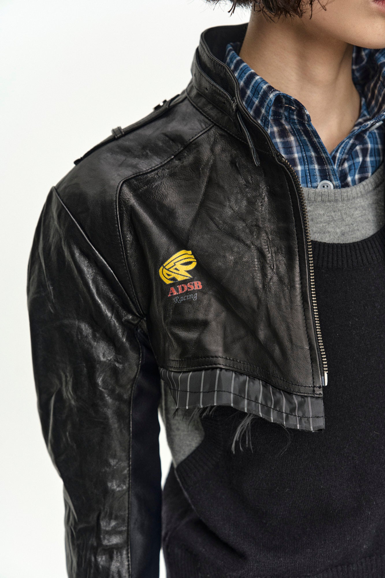 Andersson Bell Cut-Out Shrunken Racing Leather Jacket