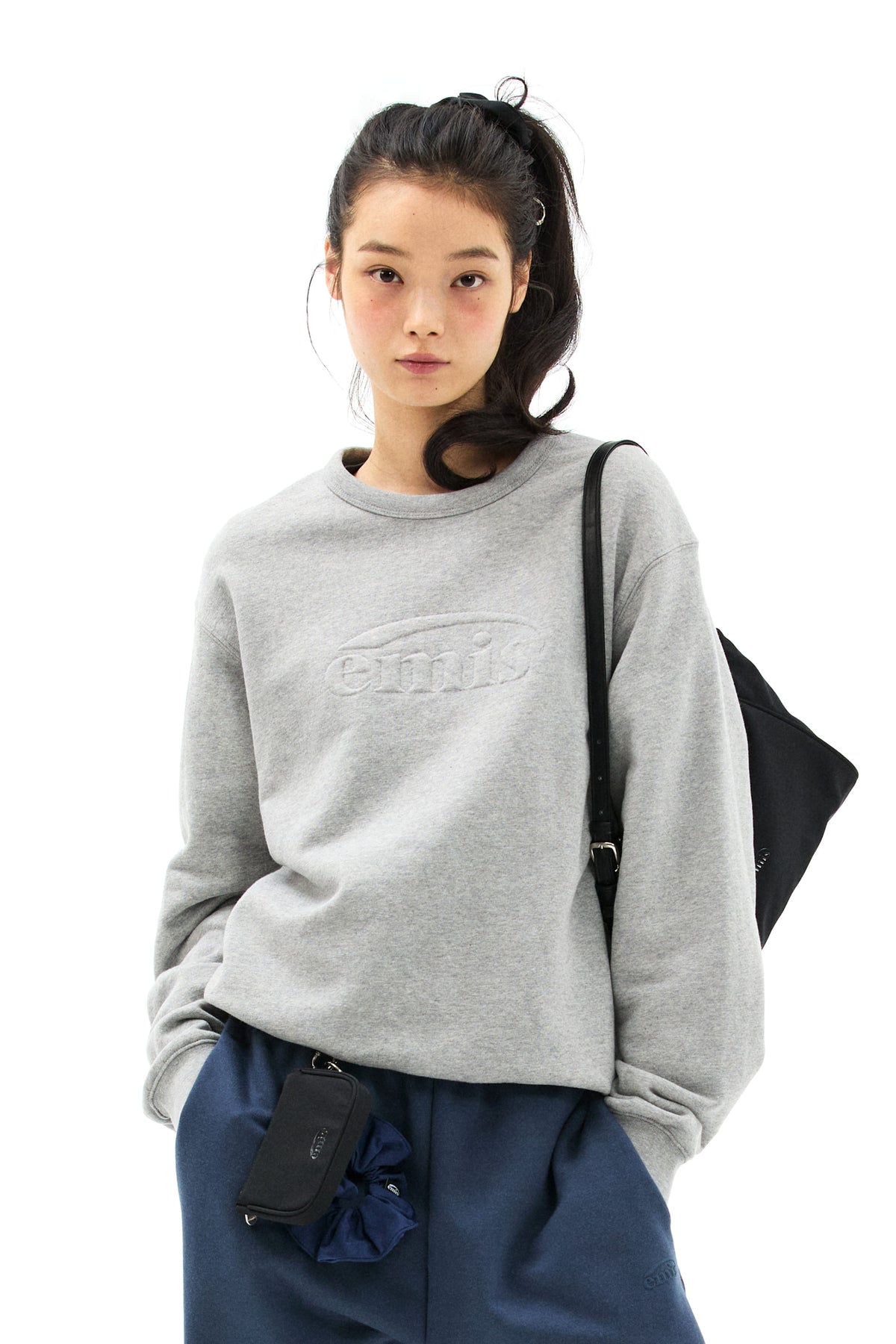 Emis Embossed Logo Sweatshirt-Gray