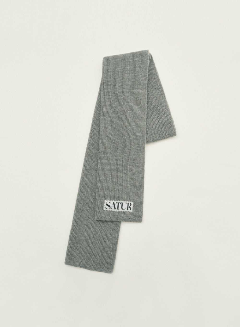 [satur] Wool Blend Knit Muffler - Melange Gray