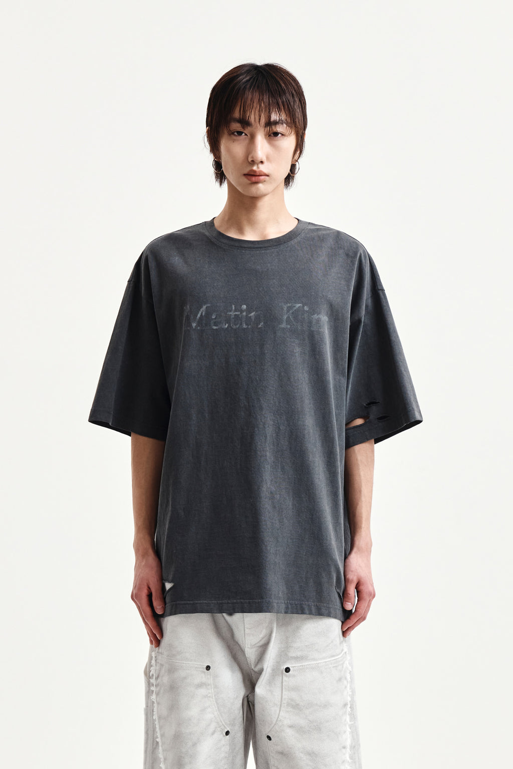 Matinkim Distressed Logo Top IN Charcoal