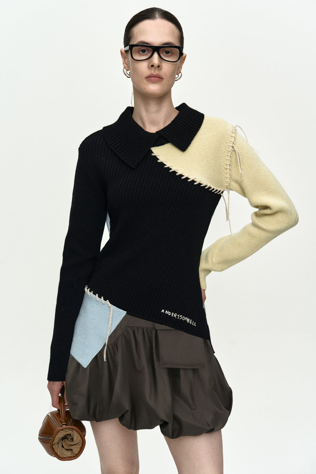 Andersson Bell Asymmetric Panel Collar Sweater