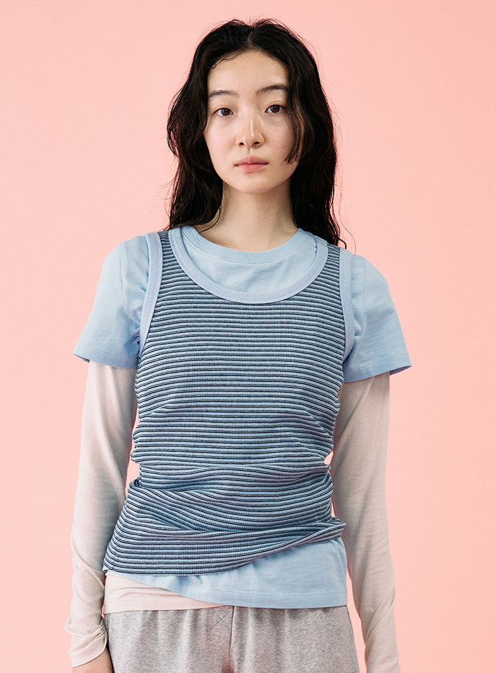 Mango Maniplease Unit Sleeveless Sky Stripe