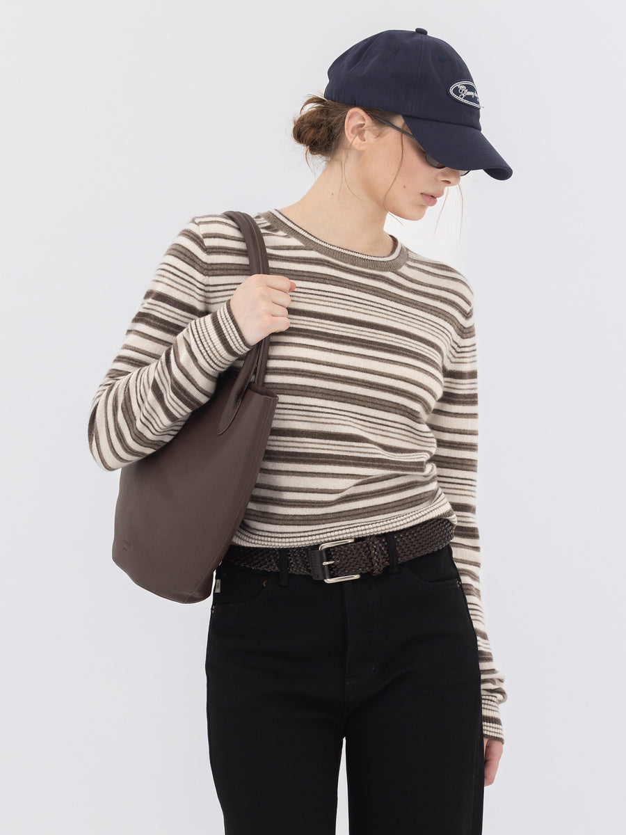 GLOWNY Half Moon Leather Tote Bag (Chocolate)