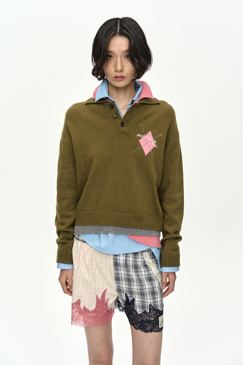 Andersson Bell Lace & Check Embroidered Boxer Shorts