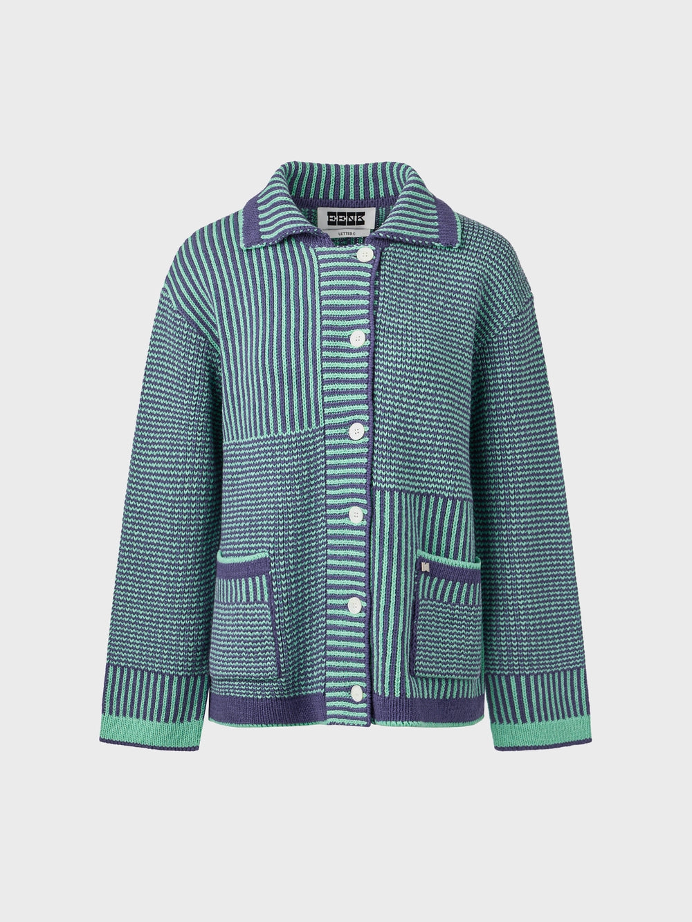 EENK Textured Stripe Knitwear Cardigan - Violet