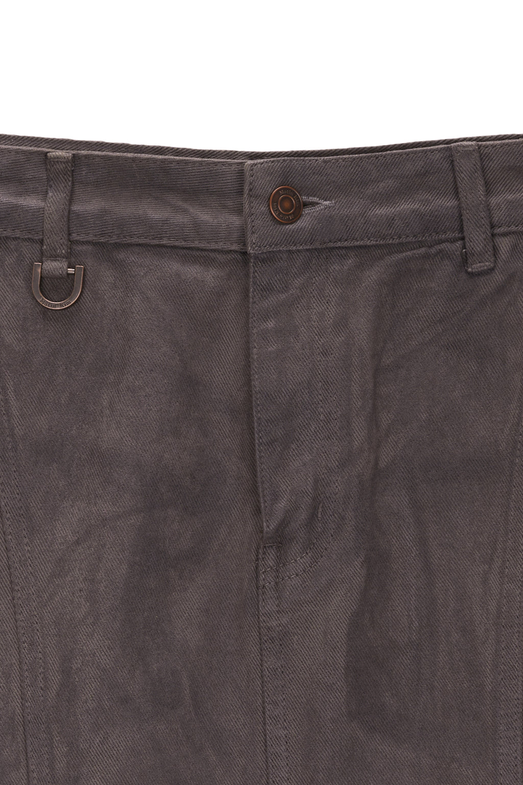 [matinkim] WAX COATING DENIM SKIRT IN BROWN
