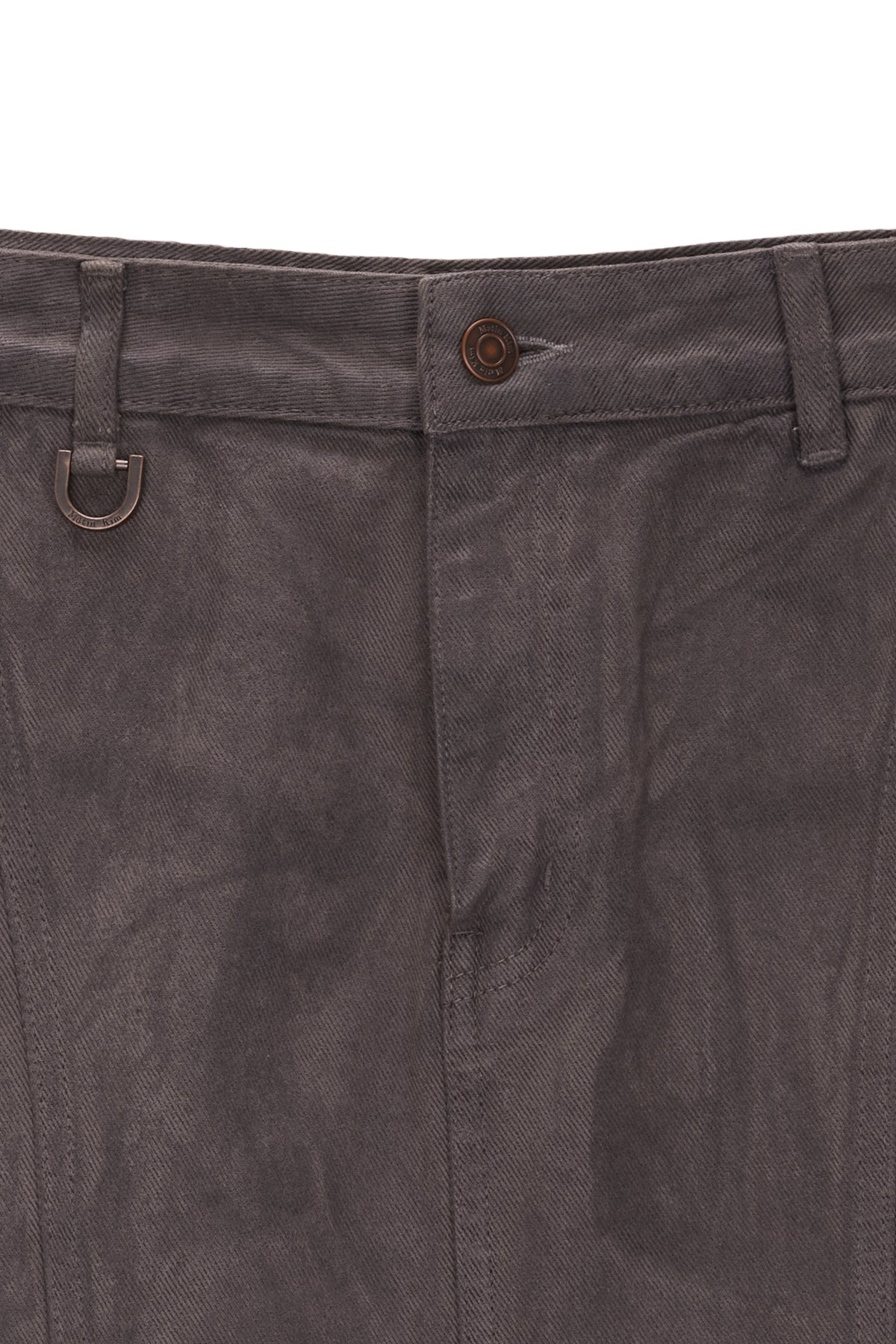 [matinkim] WAX COATING DENIM SKIRT IN BROWN