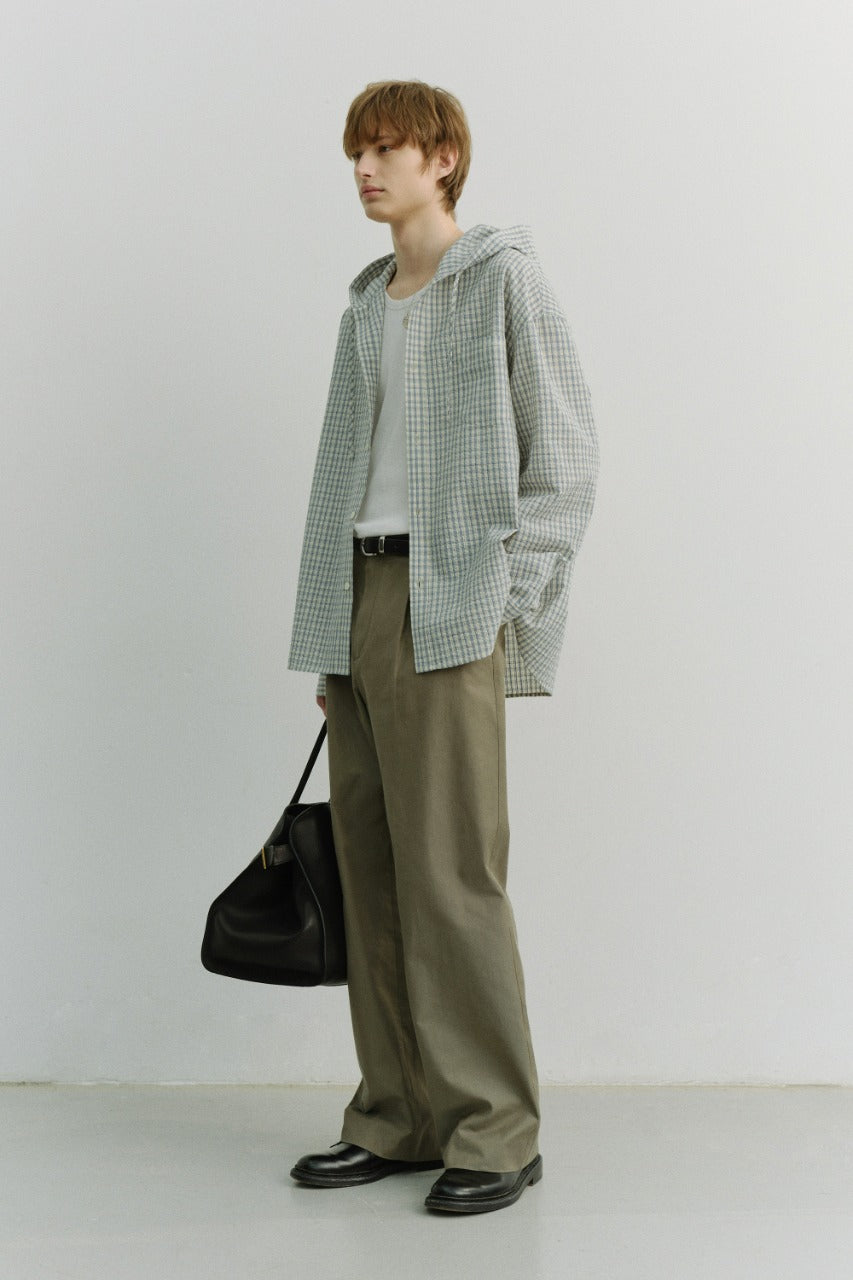 Dunst Unisex Classic Hooded Shirt Cream Check
