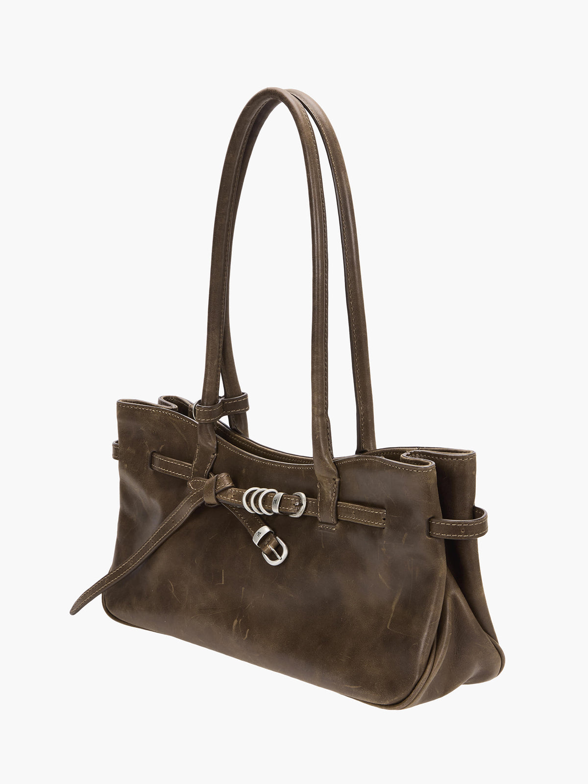 Margesherwood Grandma Used Shoulder Bag washed brown pull-up